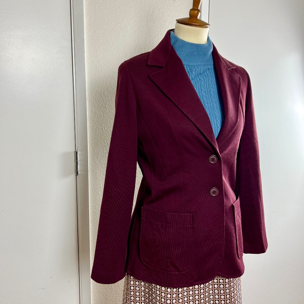 Dark Cherry Red Vintage Blazer / Fire Islander Vintage Workwear Size 10